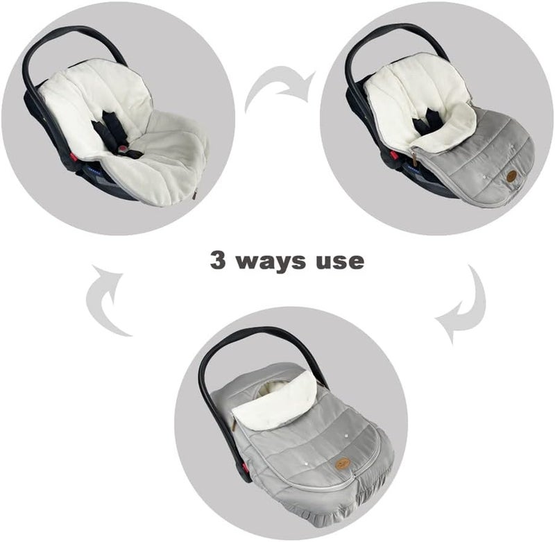CozyMe Car Seat Cover+Carseat Bunting Bag Intergrated into 1,Waterproof Anti-Cold Winter Bassinet Stroller Car seat Sleeping Bag for Infant,0-12M - Image 2